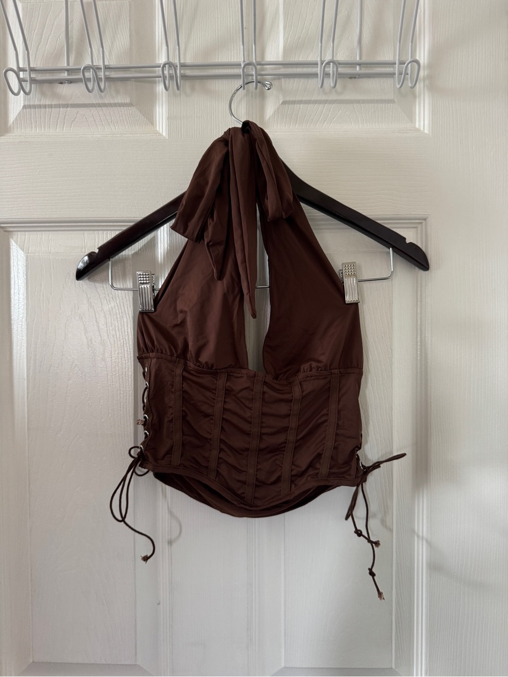 Brown Halter Corset Tank Top